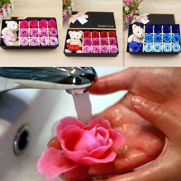 

decorative flowers & wreaths scented bath body petal rose flower soap wedding decoration gift 6pc valentine's day present exquisite pac