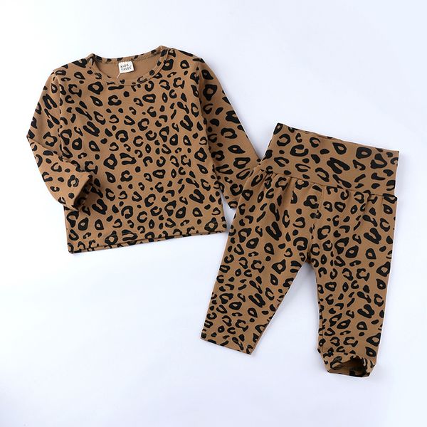 FAIJOOUS 1-6Y Outono Crianças Crianças Bebê Menino Roupas De Girl Conjuntos de Manga Longa Calças Calças Calças Leopard Imprimir Outfits 210413