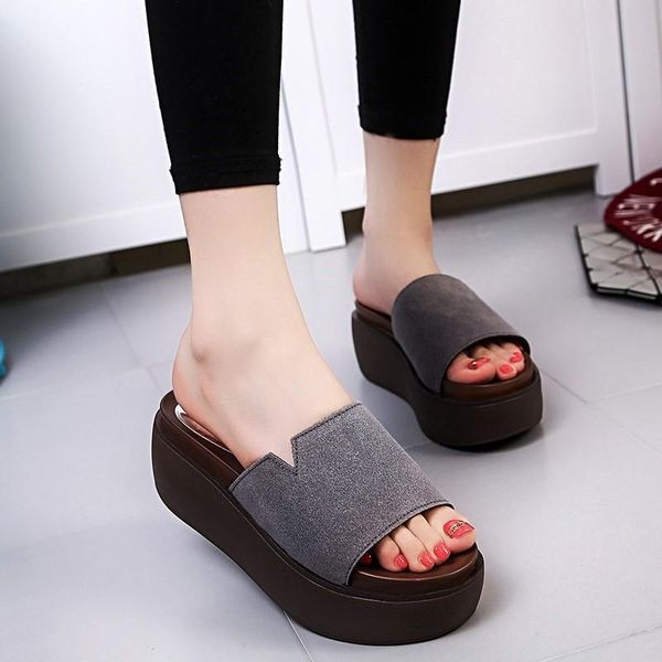 

slippers casual women open toe platform flats summer ladies thick sole outdoor slides classice beach flip flops, Black