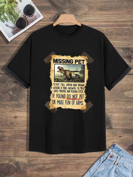 

men dinosaur and slogan graphic tee z2z1#, White;black