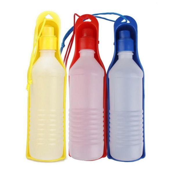 

dog bowls & feeders pet drinking water bottle feeder with bowl plastic portable folding drinker puppy cat outdoor travel 500ml
