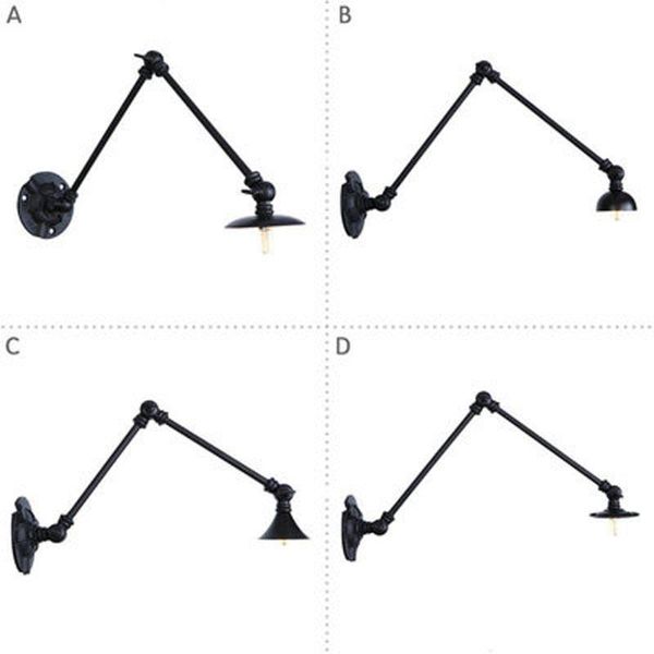 

wall lamp retro three section single head wrought iron american industrial lights folding coffee bar restaurant