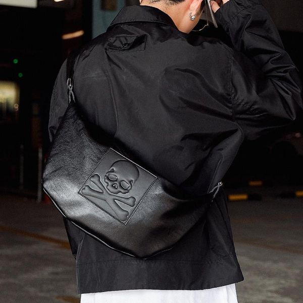 

waist bags tidog korean-style leather hip hop skull necklace dumpling chest bag