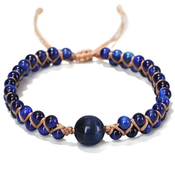 

blue tiger eye stone bracelet tibetan handmade adjustable knot beaded 2021 for women jewelry gifts charm bracelets, Golden;silver