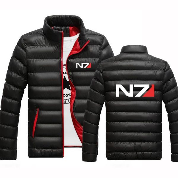 

men's hoodies & sweatshirts mass effect n7 print logo winter jacket men thicken warm parkas hooded coat fitted male long sleeve zipper, Black