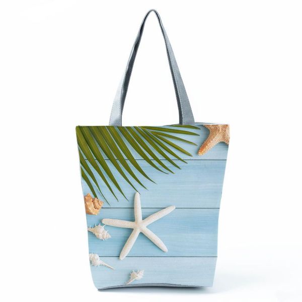 

evening bags pretty women's bag starfish printed blue shoulder fashion handbags portable eco friendly practical shopping