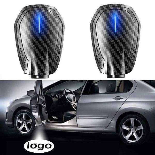 

interior&external lights 2pcs universal led car door welcome laser projector logo ghost shadow night light styling rechargeable emblem lamp