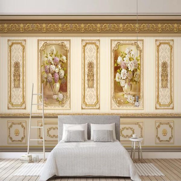 

wallpapers drop custom 3d po wallpaper european style flower gold home decoration siding mural papel de parede