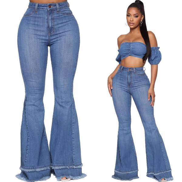 

fashion a pair of jeans selling women's with tassel and slim flared trousers, Blue