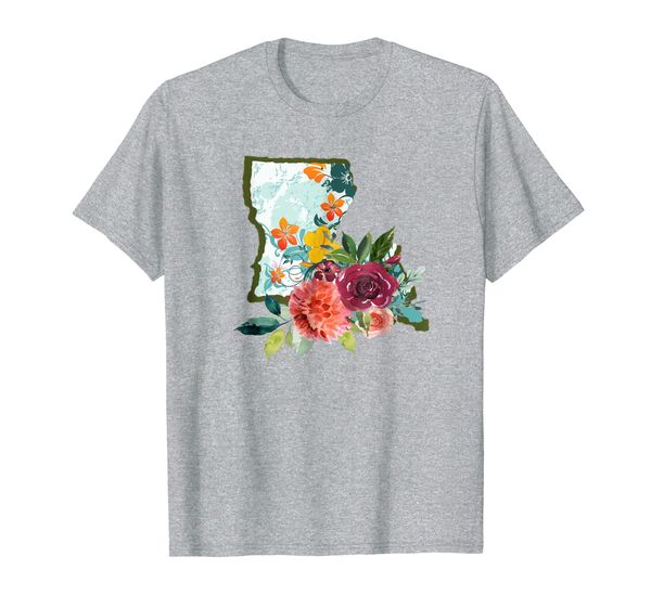 

louisiana watercolor flower cute gift t-shirt, White;black
