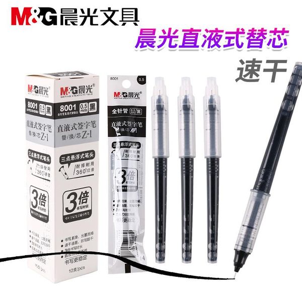 

5/10pcs m&g straight liquid refill gel pen 0.5mm z-1 large capacity quick drying ball point refills, Black;red