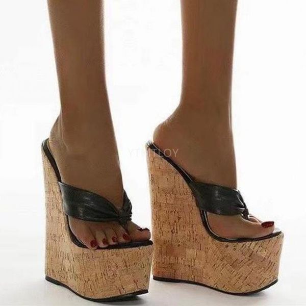 

super high heels large size 35-43 flip flops platform wedges ladies slippers mules shoes women sandals zapatillas mujer, Black