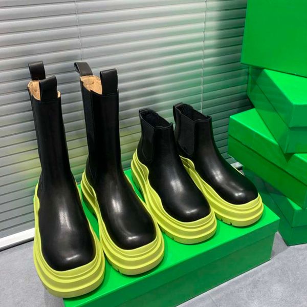 

designer boots luxury women chaelsea boot genuine leather autumn and winter knee half booties casual shoes classics roman martin with box, Black