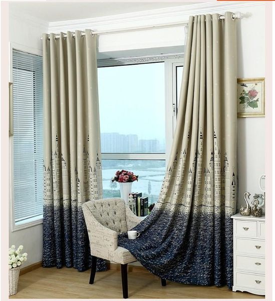 

curtain & drapes castle pattern printing blackout curtains for bedroom, living room, children's room