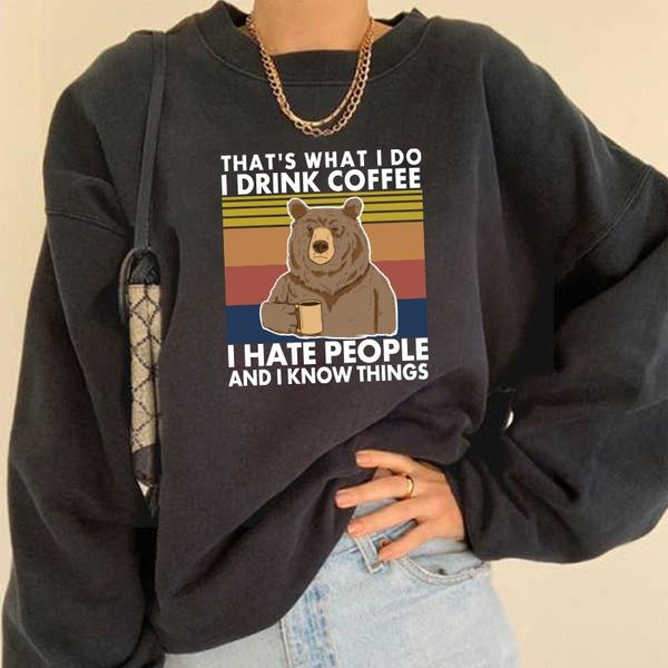 

women's hoodies & sweatshirts that's what i do bea print funny women sweatshirt pullovers drop shoulder fall winter ladies harajuk, Black