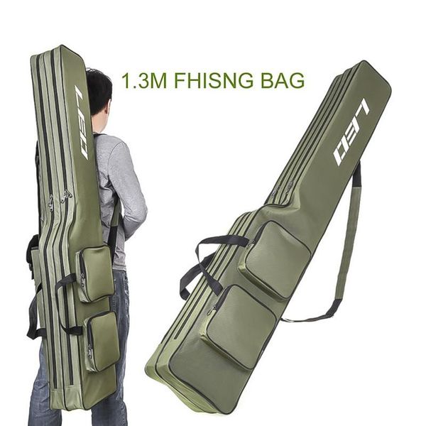 

fishing accessories 1.3m rod bag foldable 2 layers waterproof oxford large capacity tackle storage case gift