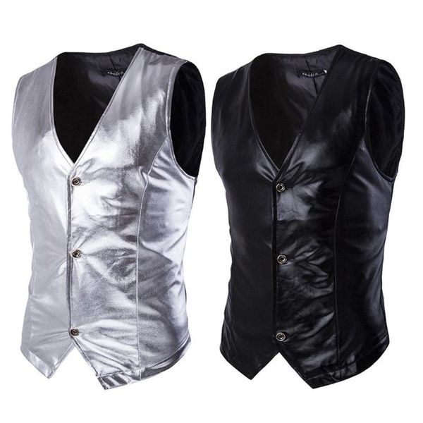 

men's vests 2021 single breasted slim business vest sleeveless wedding pure color strap, Black;white