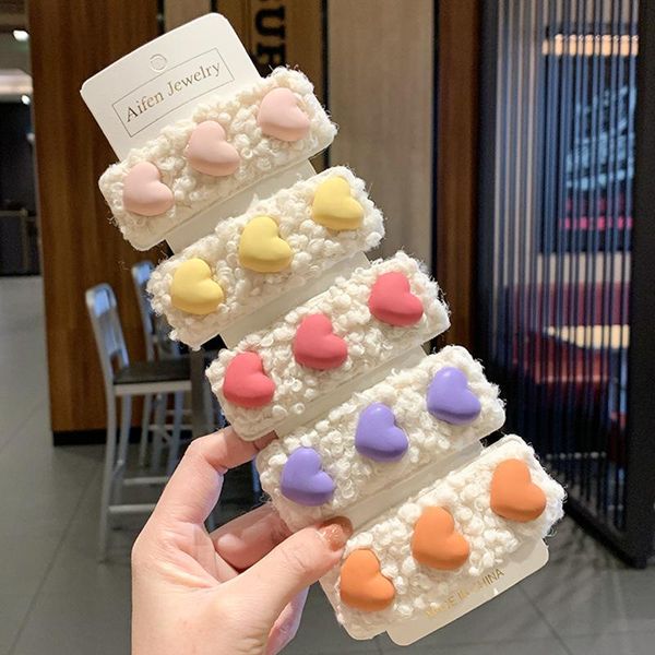 

hair accessories cute and hairpin female plush hairy edge clip girl headdress color love, Slivery;white