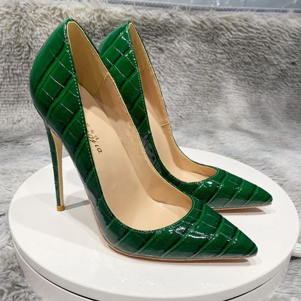 

dress shoes women's high heels, narrow toe shoes, 12cm for parties and nightclubs, green, 45wo, Black