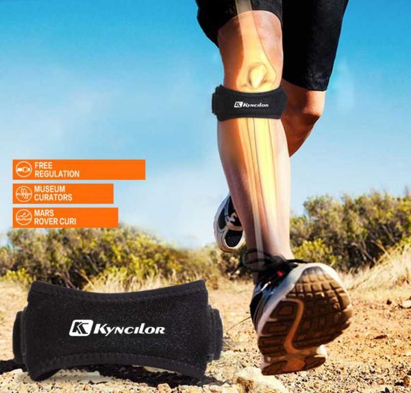 

racing sets adjustable patella knee tendon strap kneepad support professional protector pad belted sports brace black keenpads, Black;blue