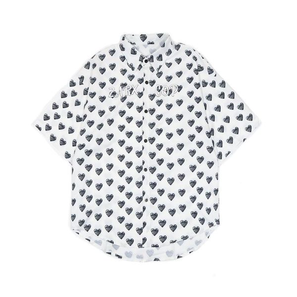 

women's blouses & shirts ins korean american vintage love full printing casual loose trend fashion shirt summer ladies street short-sle, White