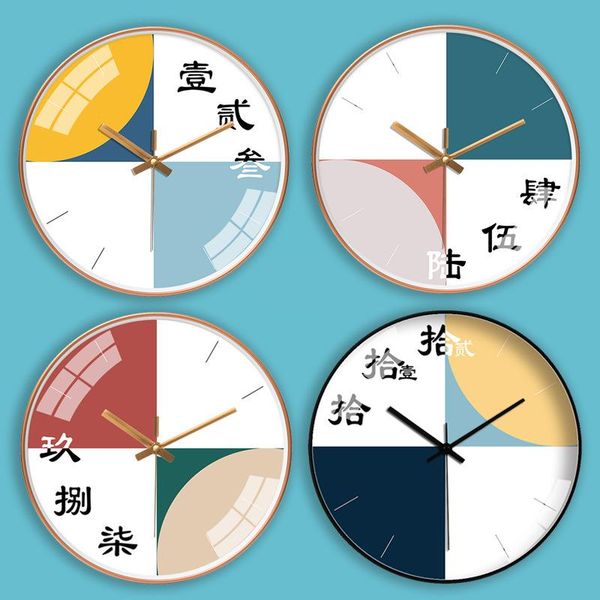 

wall clocks creative chinese style quartz roung glass mute clock living room bedroom hanging watch home decoration