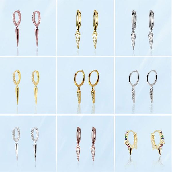 

stud hip hop women earrings fashion rose gold tapered pendant earring punk stainless steel cool ear buckle couple jewelry accessories, Golden;silver