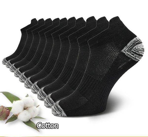 

men's socks 5 pairs mens ankle athletic cushioned cotton sports breathable low cut tab with arch support mesh casual short sock, Black