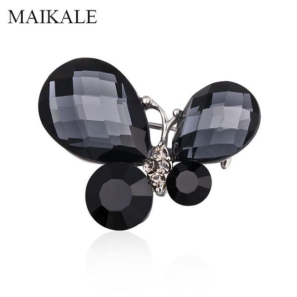 

pins, brooches maikale shiny black/white crystal butterfly brooch pin rhinestone insect animal for women shawl suits accessories gifts, Gray