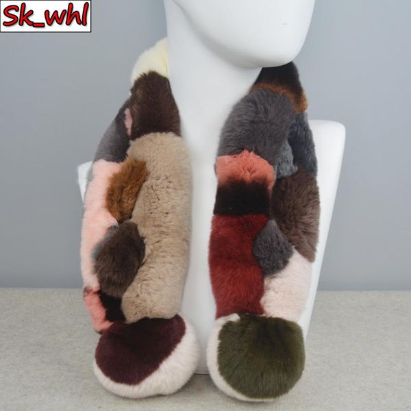 

scarves good quality brand lady 100% real fur muffler natural warm rex women winter knitted scarf, Blue;gray