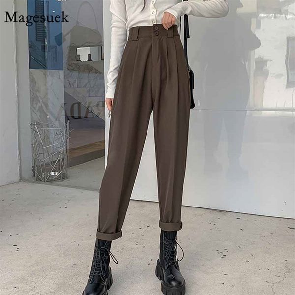 

fashion korean harem pants women autumn winter pockets black high waist office lady loose trousers 11387 210512, Blue