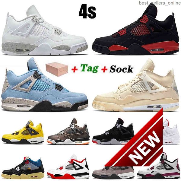 

2021 with box fire red thunder 4 jumpman 4s womens basketball shoes mens trainers taupe haze what the university blue white oreo sail