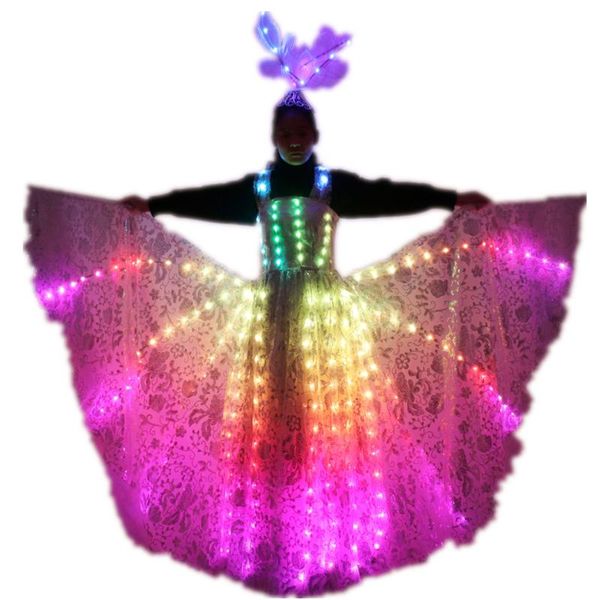 Decorazione per feste Ful Color Pixel LED Gonna Abito da sposa luminoso da sogno Ali Pettiskirt per spettacoli teatrali