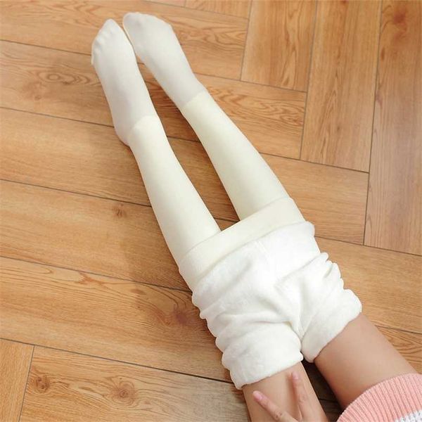 Kış Kadın Tayt Sıcak Tutmak Kadın İpek Çorap Beyaz Kadın Külotlu Çoraplar Collant Naylon Tayt Kadın Hosiery 211216