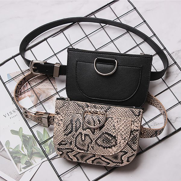

swdf new women waist pack serpentine bag fanny pack leather chest bag female snake skin belt bag purse belt bolsa feminina