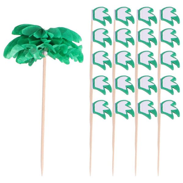 

50pcs coconut tree cake picks decor decorative ers fruit flowers & wreaths