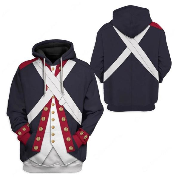 

men's hoodies & sweatshirts american revolutionary war suit 3d hoodies/sweatshirt autumn funny harajuku long sleeve streetwear, Black