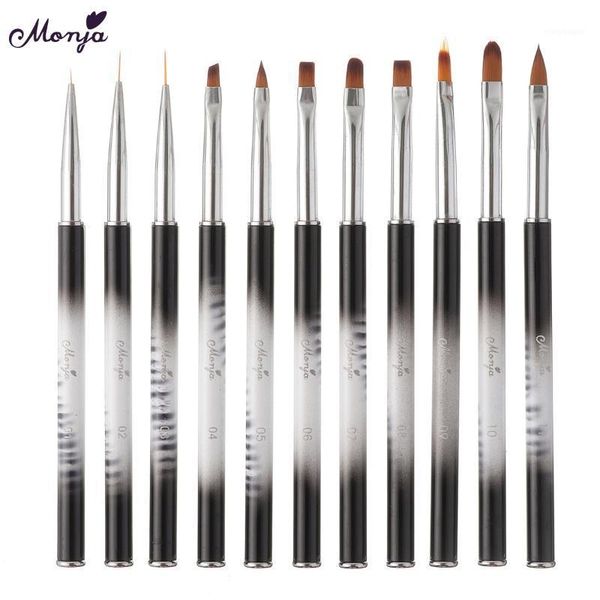 

monja nail art acrylic uv gel extension carving brush 3d wide liner grids flower gradient painting drawing pen manicure tool1, Yellow