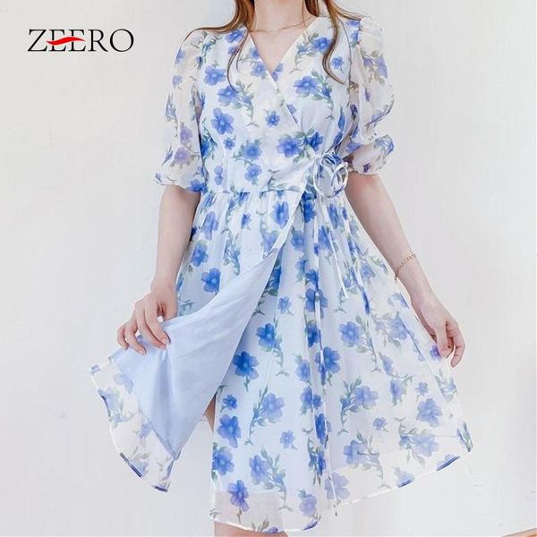 

party dresses 2021 summer woman printing lantern sleeve v neck mini women casual vintage high waist chiffon dress vestido feminino, White;black
