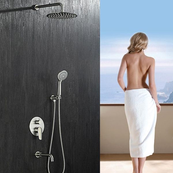 

beiluode rainfall shower set 304 stainless steel concealed nickel color cold mixer into wall faucet al1032 bathroom sets