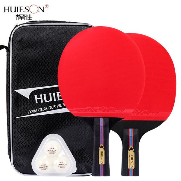 

table tennis raquets huison s600 bat 7 layers wood racket long short handle pong paddle pimples in with bag for beginners