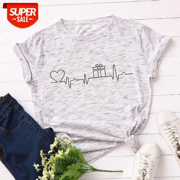 

christmas women's loose round neck short-sleeved cotton t-shirt blouse #uf2m, White