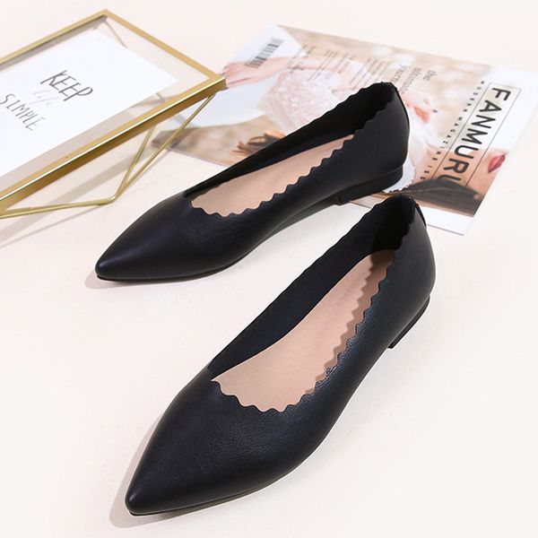 

2021 women flats sho pointed asakuchi hundred towers comfortable slip-on soft bottom simplicity solid color, Black