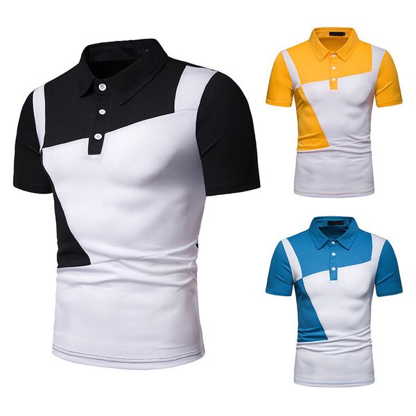 

fashion polo shirt t-shirt 2021 summer style men's color matching casual loose european short sleeve, White;black