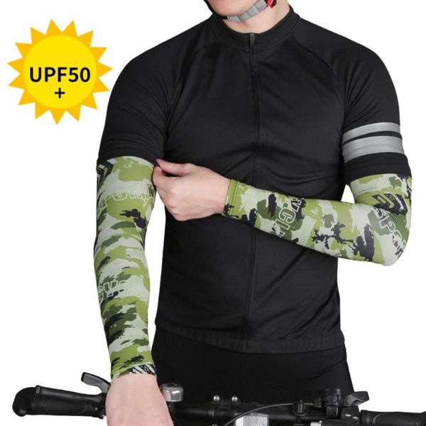 

elbow & knee pads 1 pair cycling arm sleeves ice silk sunscreen uv protection cover cuff men women running warmer, Black;gray