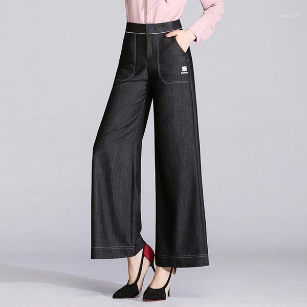 

women's jeans plus-size wide leg women thin loose high waist black light blue ankle length big denim for spring summer 6xl