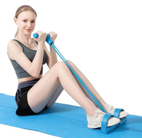 

fitness 4 tube tension trainer foot expander equipment sports chest pull legs latex draw rope gym resistance bands