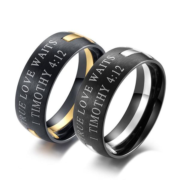 

wedding rings fashion gold color cross couple for women simple jewelry gifts 2021 korean style 8mm stainless steel band anillos, Slivery;golden