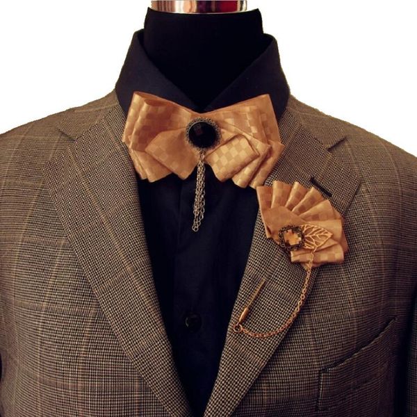 

finest bow tie broochpin ribbon men's neckwear exquisite fashion tassel chain butterfly party stage bowknot suit shirt accessory, Black;blue