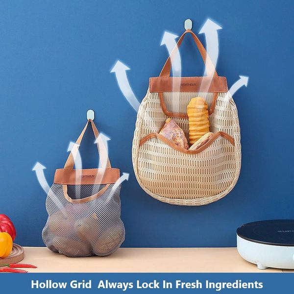 

storage bags foldable mesh bag kitchen fruit vegetable pouch bathroom organizer household onion ginger garlic hanging